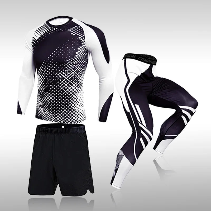 Men's Workout Sports Suit Gym Fitness Compression Clothes Running Jogging Sport Wear