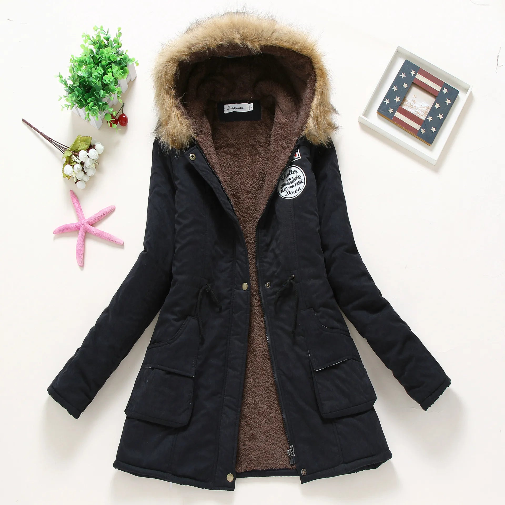 Women's Parka Casual Outwear Military Hooded fur Coat