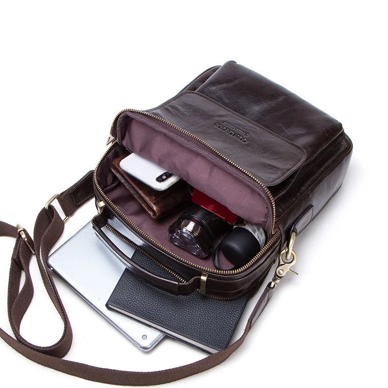 CONTACT'S new genuine leather messenger bag for men casual shoulder bags