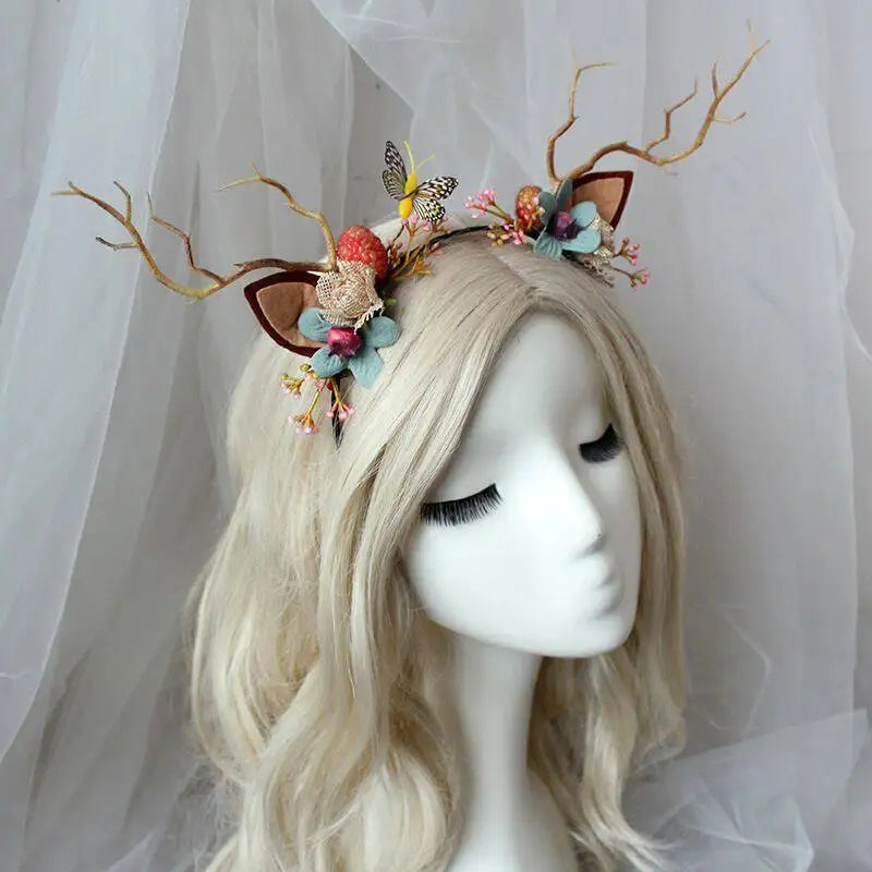 Elk Antler Headband Forest Branch Deer Ear Christmas Party Headwear Hair Accessories