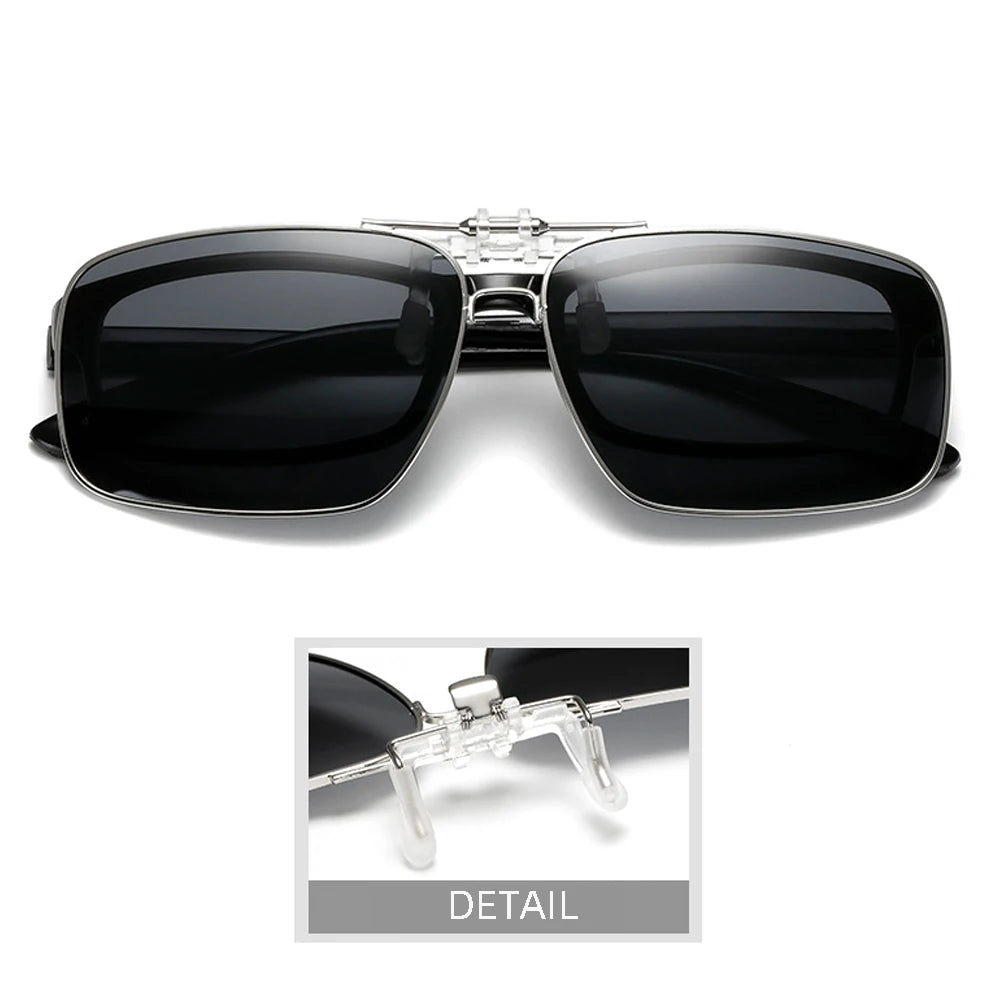 Mens Metal Clip on Sunglasses for Myopia Eyeglasses