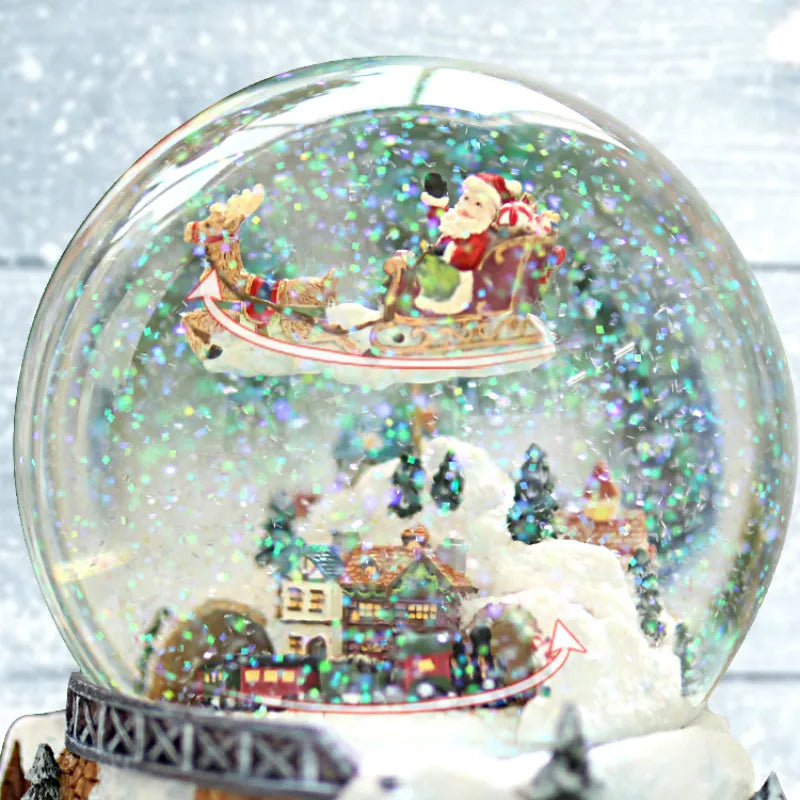 Christmas Music Box Kids Birthday Gift Snowflake Crystal Ball Music Box