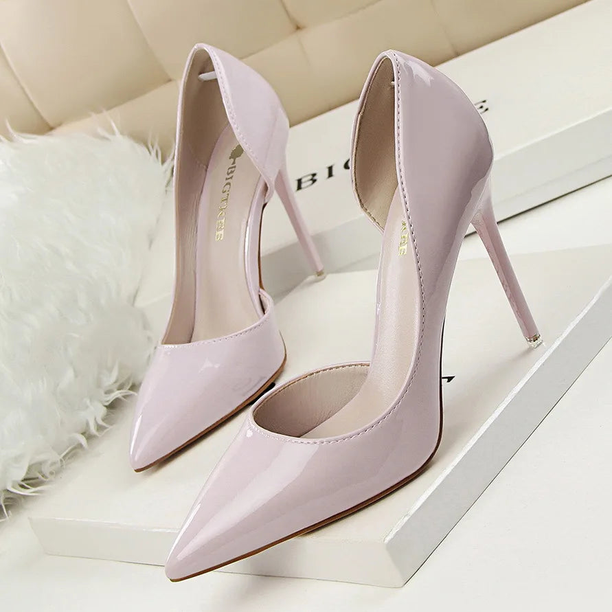 BIGTREE Shoes New Patent Leather Woman Pumps Pointed Stiletto Fashion Women Work Shoes