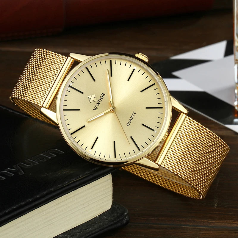 Men Gold Watches  Luxury Brand Men Fashion Quartz Golden Clock Male Simple Sports Waterproof Wrist Watch