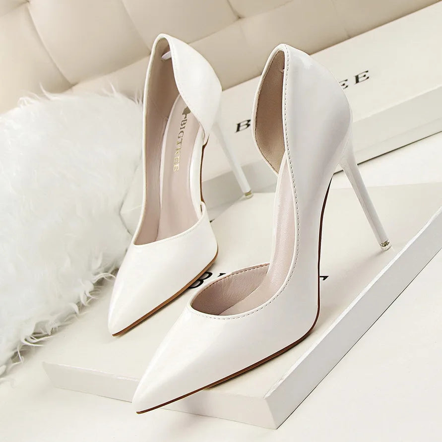 BIGTREE Shoes New Patent Leather Woman Pumps Pointed Stiletto Fashion Women Work Shoes