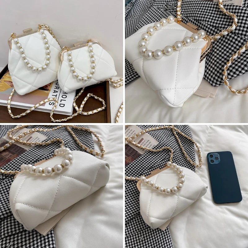 Women's Party Clutch Wedding Crossbody Bag Totes Stylish Pearl Clip Bag  Evening Handbags