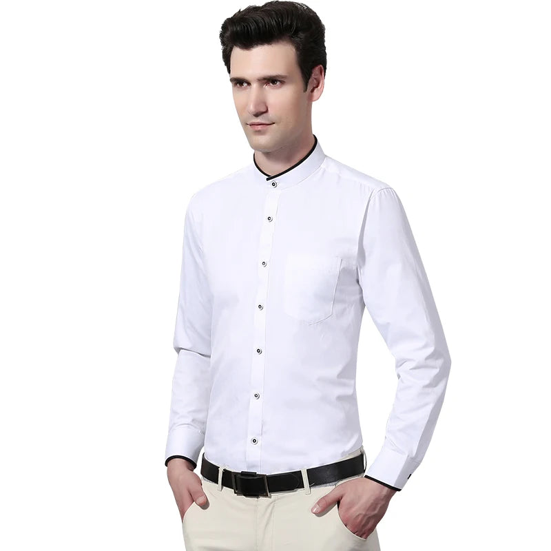 Business Formal Shirt Men's Solid Color Dress Shirt Office Wear