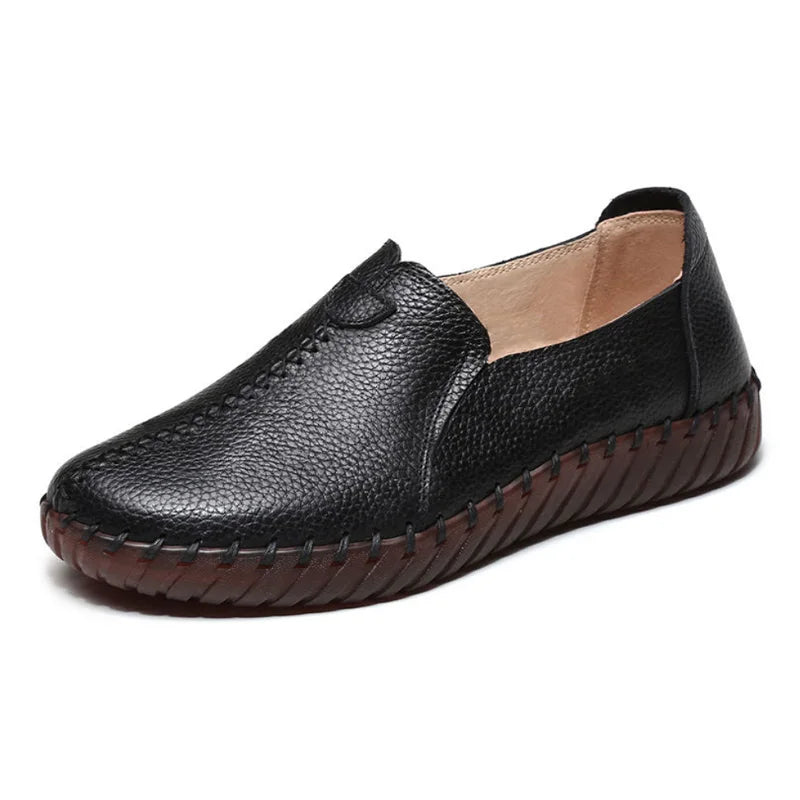 Autumn Wide Width Women Shoes Genuine Leather Ballet Flats Women's