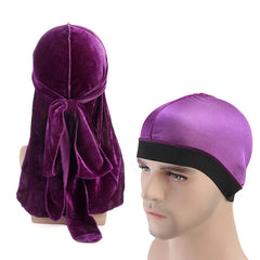 New Men's velvet Durag and silky dome cap