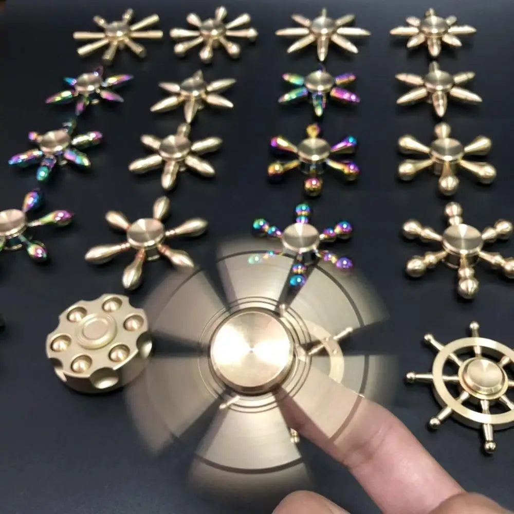 Brass Alloy Hand Finger Tip Gyro Golden Fidget Spinner