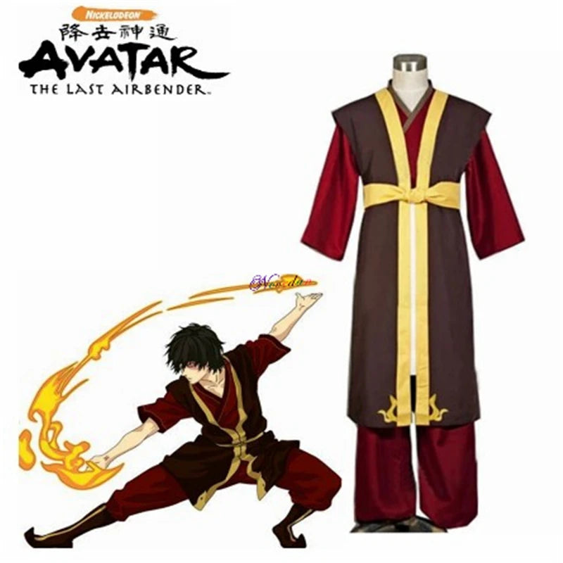 Avatar The Last Airbender Zuko Cosplay Costume King's Prince Uniform Anime Aang Zuko Cosplay Shoes Wig For Halloween Party