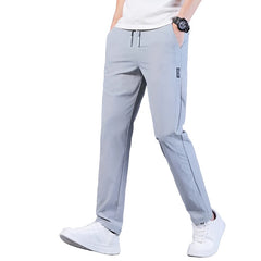 Men's Ice Silk Pants Summer Trend Loose Straight Thin Casual Pants