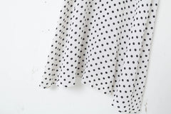 Retro Contrast Color Polka Dot V-neck Lace-up Lotus Leaf Trim High Waist Slim Looking Dress