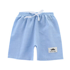Thin Children's Clothing Half Length Beach Slub Cotton Shorts