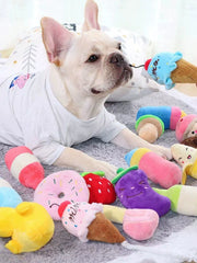 Cross-Border Dog Cartoon Fruit Sound Toy Bite-Resistant Cute Stuffed Toy Funny Cat Toy Pet Supplies