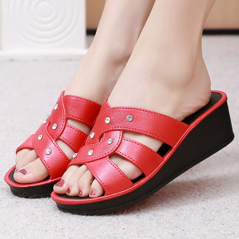 Women's Slippers Outwear Summer New Arrival Fashion Non Slip High Heel Home Thick-Soled Platform Shoes