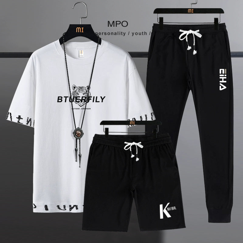 Short Sleeve Athleisure K-style Trendy Student Two-Piece Suit