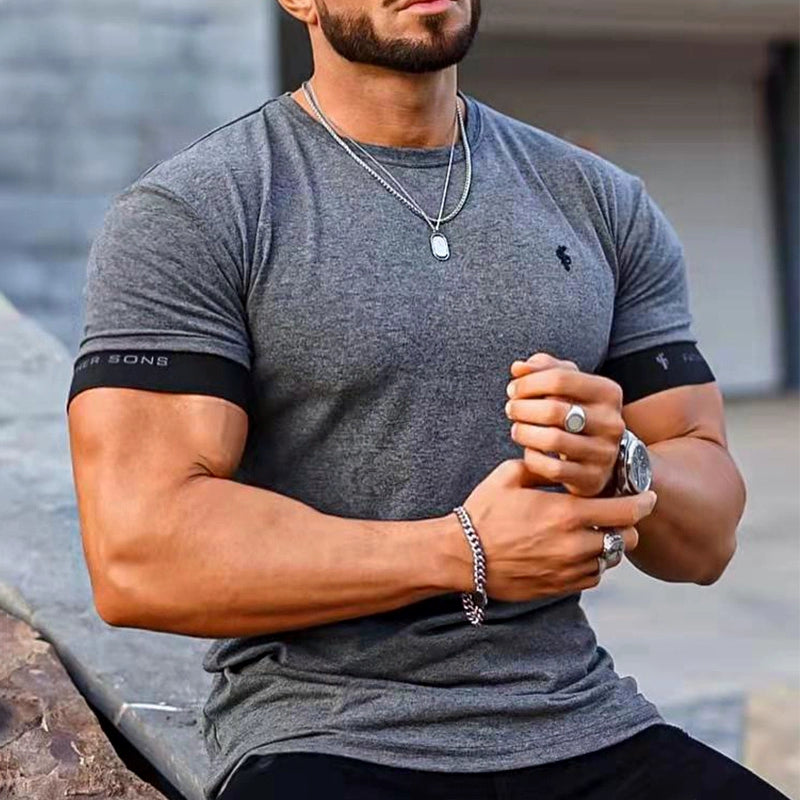 Men's American-Style Solid Color Running Short Sleeve t shirt