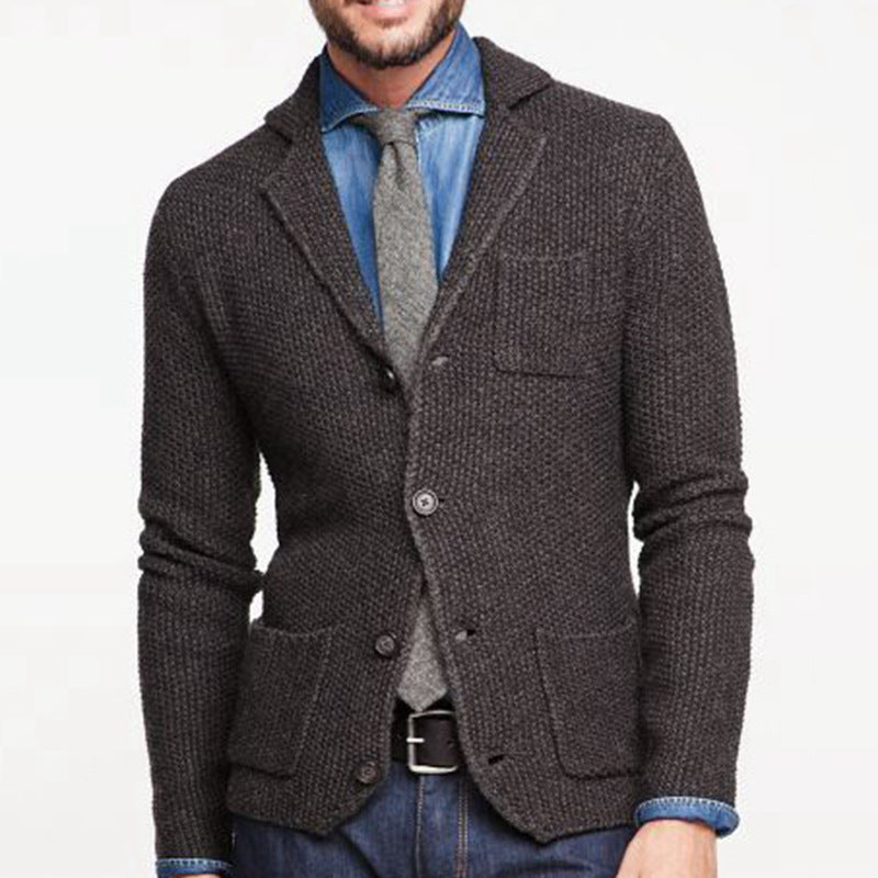 Long Sleeve Woolen Blazer Collar Coat