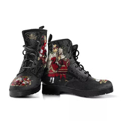 Women's Fashion Simple Printed Leather Tooling Combat Boots