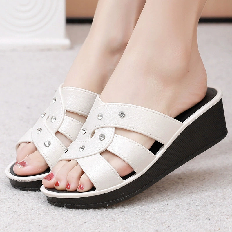 Women's Slippers Outwear Summer New Arrival Fashion Non Slip High Heel Home Thick-Soled Platform Shoes