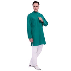 Imported from India Traditional Men's Clothing Ethnic Style Cotton Breathable Clothing Green Mid-Length Thin Loose Long Sleeve