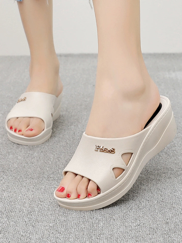 Women's Slippers Outwear Summer New Arrival Fashion Non Slip High Heel Home Thick-Soled Platform Shoes