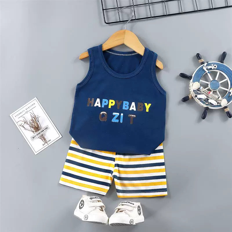 Children's Vest Summer Suit New Boys' and Girls' Shorts Sleeveless Top Baby Pajamas Korean Style Children's Clothing