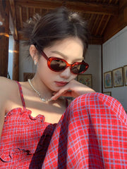 Internet Hot Korean Style Women's Ins Cat Eye Slim Looking Summer Sunglasses