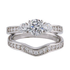 925 Sterling Silver Lily Simple Queen Ring Set Diamond