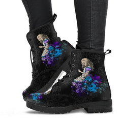 Women's Fashion Simple Printed Leather Tooling Combat Boots