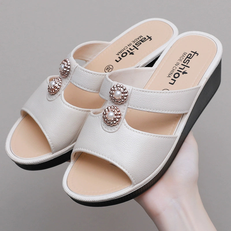 Women's Slippers Outwear Summer New Arrival Fashion Non Slip High Heel Home Thick-Soled Platform Shoes