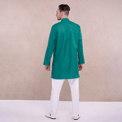 Imported from India Traditional Men's Clothing Ethnic Style Cotton Breathable Clothing Green Mid-Length Thin Loose Long Sleeve