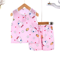 Summer Shorts Poplin Pajamas Baby Homewear Vest
