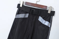 Sports Pants High Waist with Belt Double Pockets Loose Casual Pants