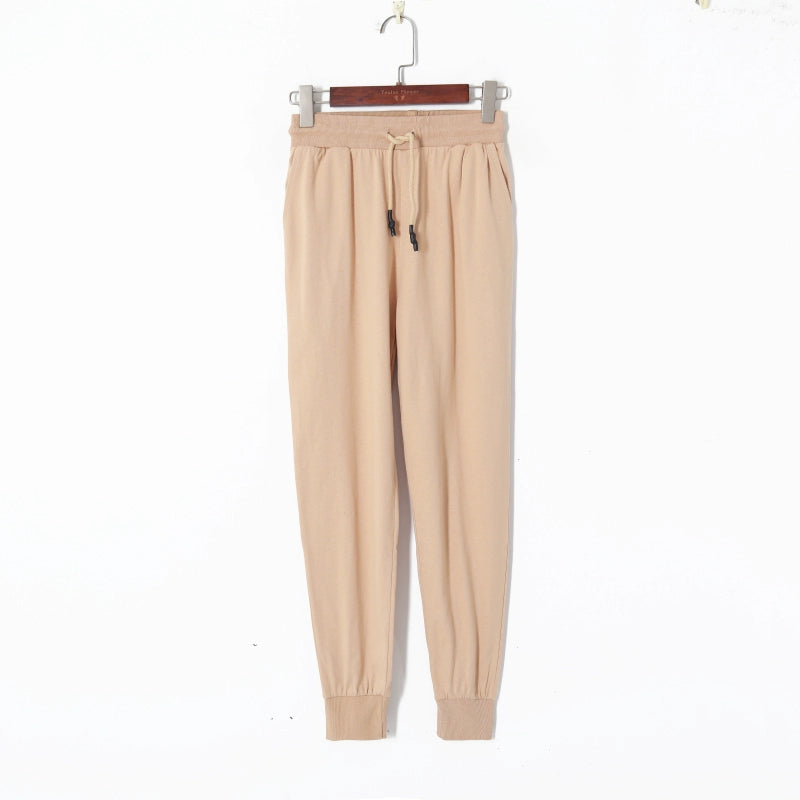 Fashion Ankle Banded Elastic High Waist Lace-up Sweatpants