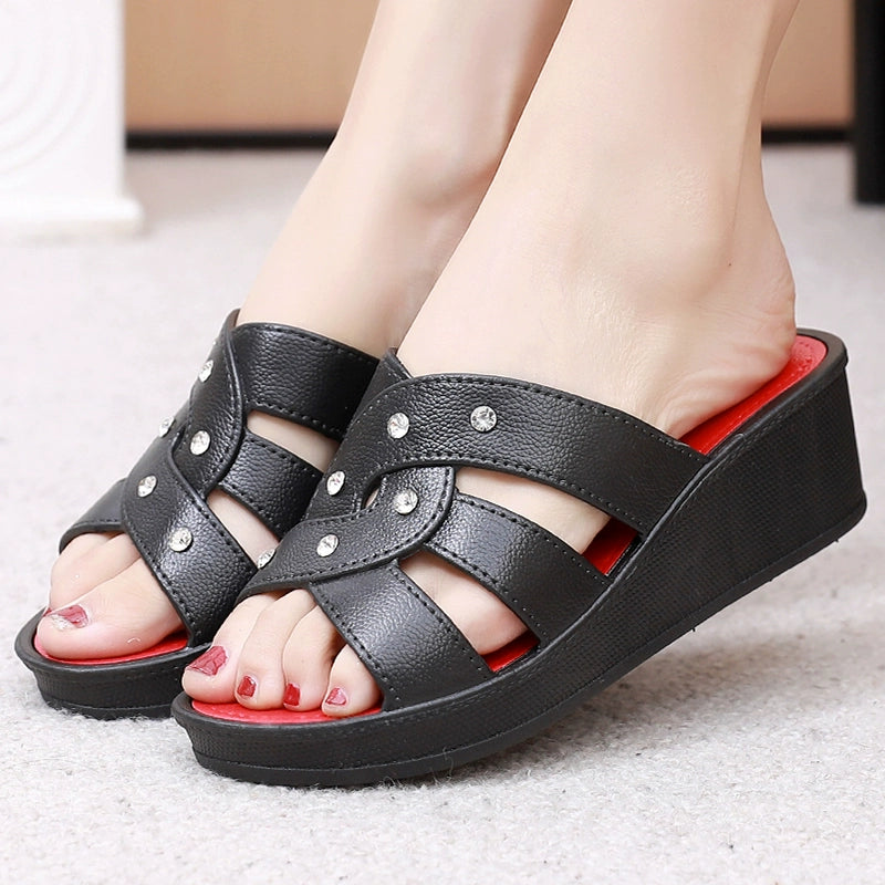 Women's Slippers Outwear Summer New Arrival Fashion Non Slip High Heel Home Thick-Soled Platform Shoes