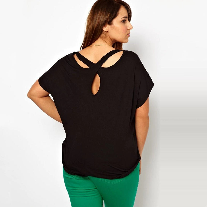 Backless Loose Sports plus Size Casual T-shirt Blouse