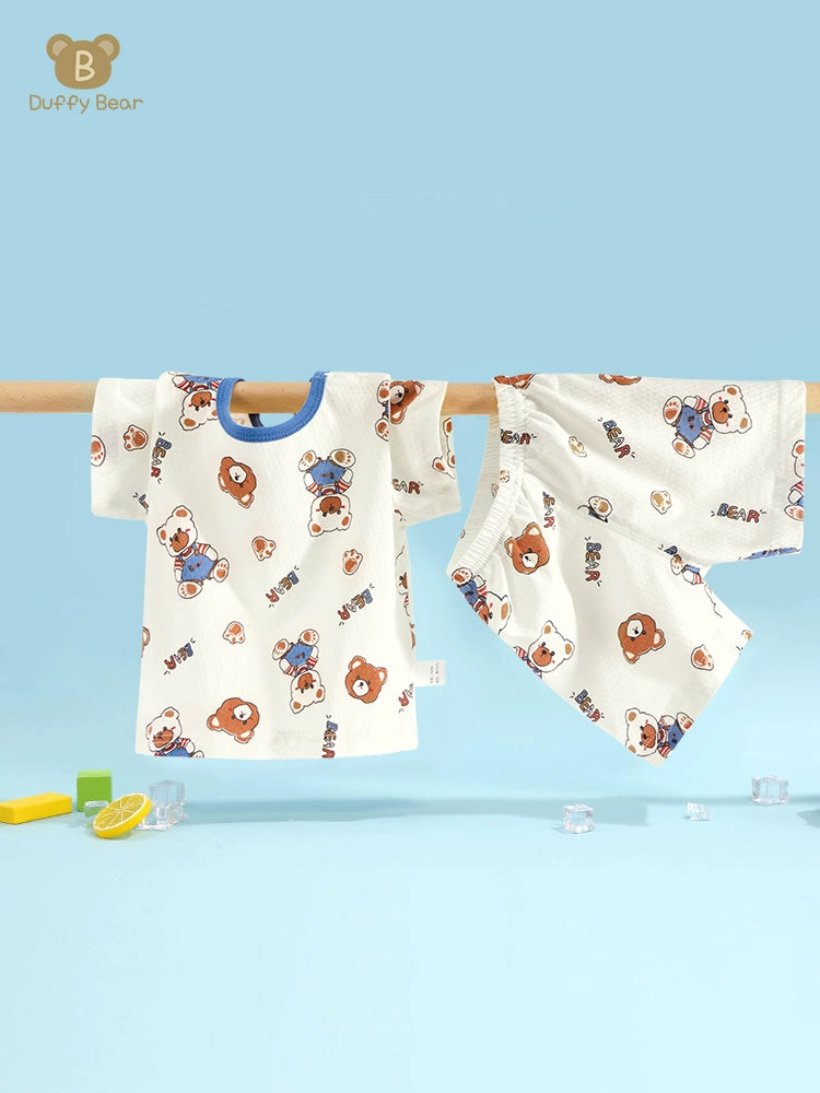 Baby Summer Thin Short-Sleeved Suit Baby Boy Cotton Newborn Two-Piece Set Boys 'And Girls' Pajamas Shorts Summer Clothes