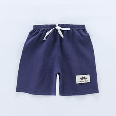 Thin Children's Clothing Half Length Beach Slub Cotton Shorts