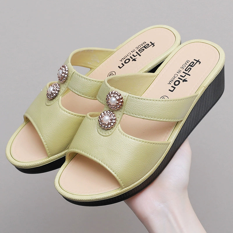 Women's Slippers Outwear Summer New Arrival Fashion Non Slip High Heel Home Thick-Soled Platform Shoes