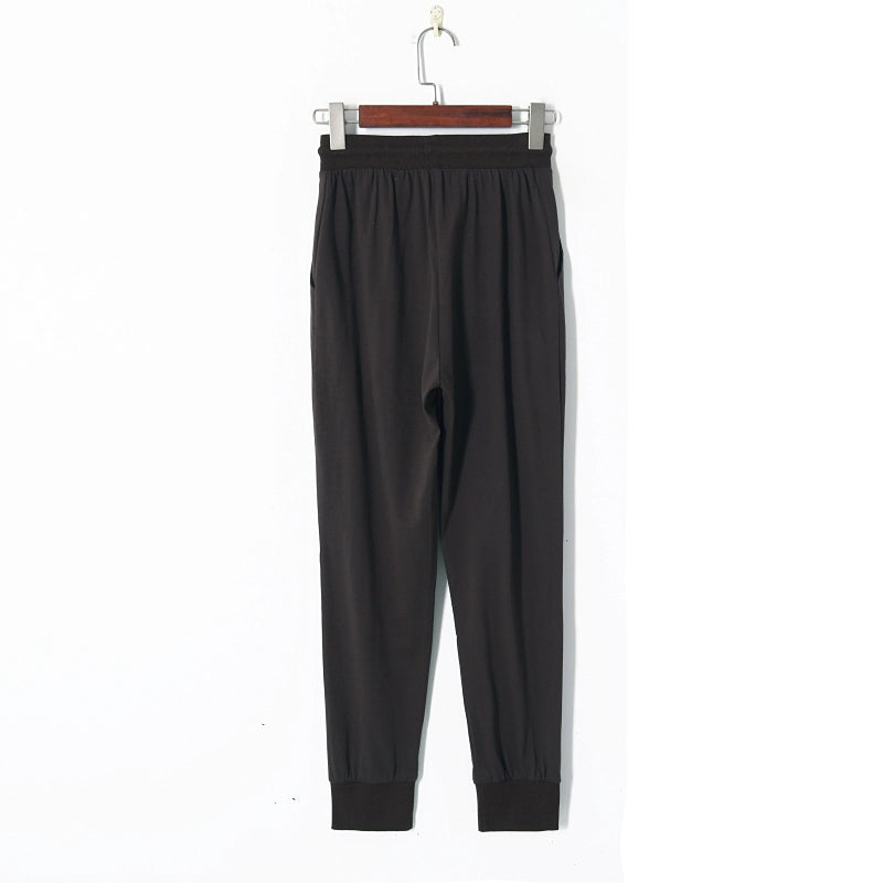 Fashion Ankle Banded Elastic High Waist Lace-up Sweatpants