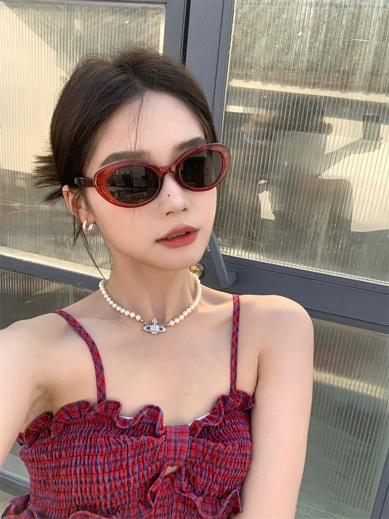 Internet Hot Korean Style Women's Ins Cat Eye Slim Looking Summer Sunglasses