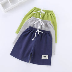 Thin Children's Clothing Half Length Beach Slub Cotton Shorts