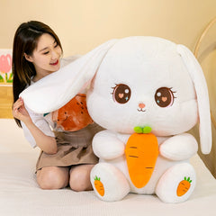 Authentic Holding Radish Rabbit Doll Plush Toys Long Ears Rabbit Doll