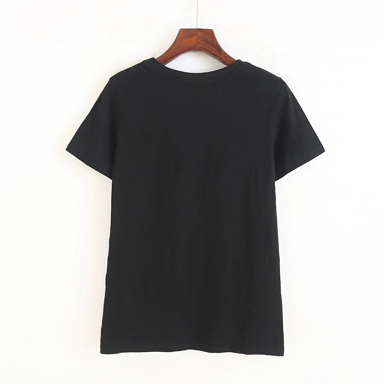 Export round Neck New Slim-Fit Printed Top Short Sleeve