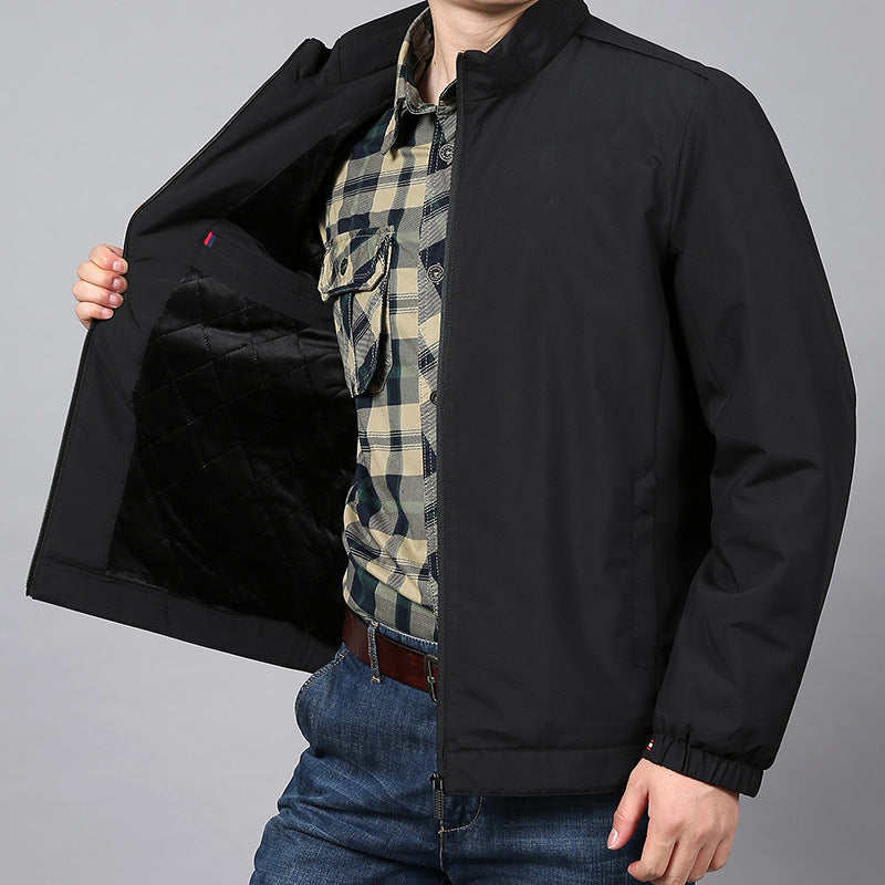 Men's Fashion Velvet Padded Stand Collar Coat