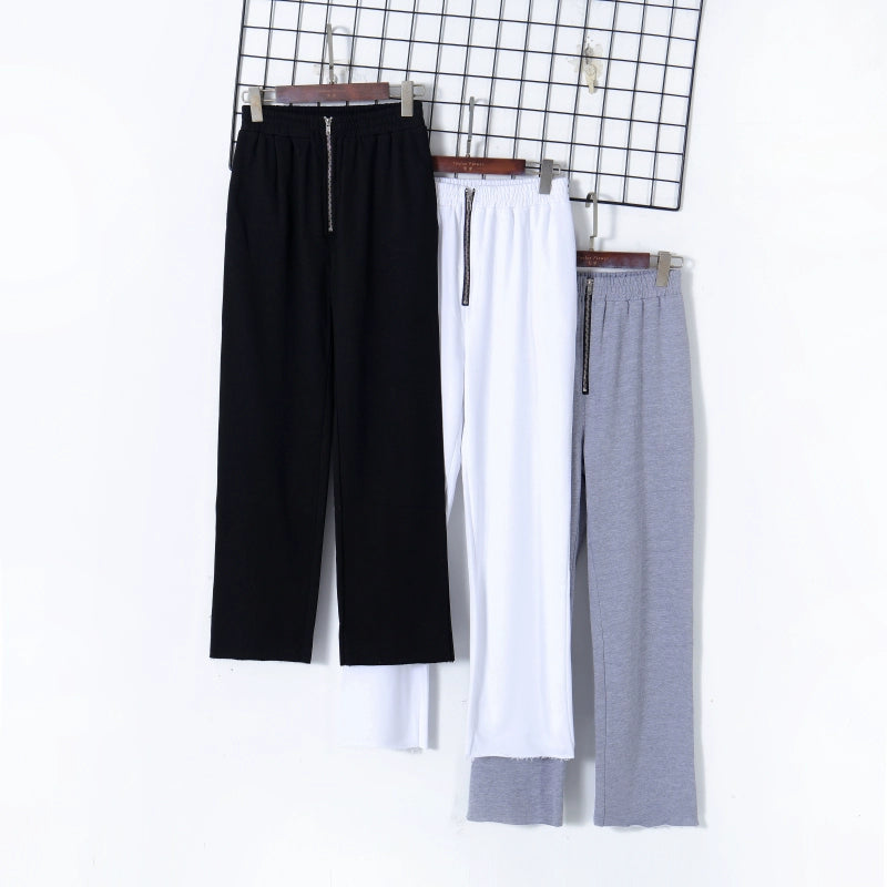 Women's Spring Clothing Korean Style Minimalist Solid Color Casual Trousers
