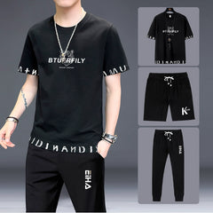 Short Sleeve Athleisure K-style Trendy Student Two-Piece Suit