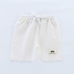 Thin Children's Clothing Half Length Beach Slub Cotton Shorts